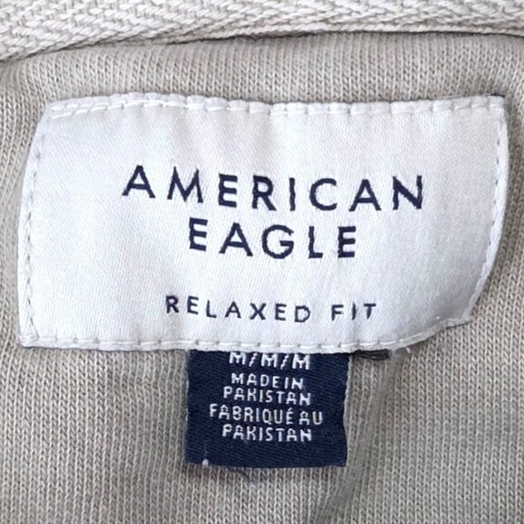 American Eagle Relaxed Fit Graphic Hoodie Beige M - Picture 6 of 7